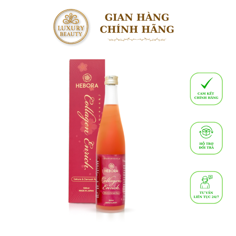 Nước uống Collagen Enrich Hebora Dạng Chai 500ml Từ Nhật Bản