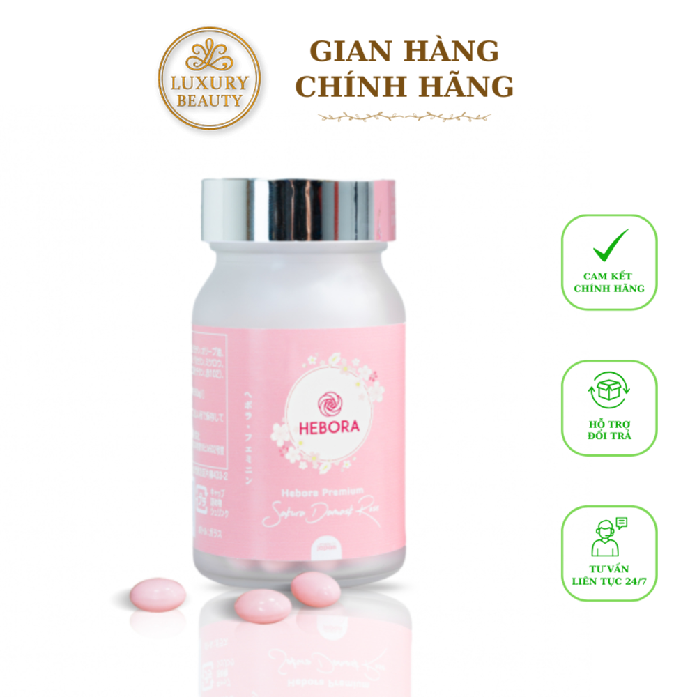 Viên Uống Thơm Cơ Thể Hebora Premium Sakura & Damask Rose Từ Nhật Bản Hộp 60 viên