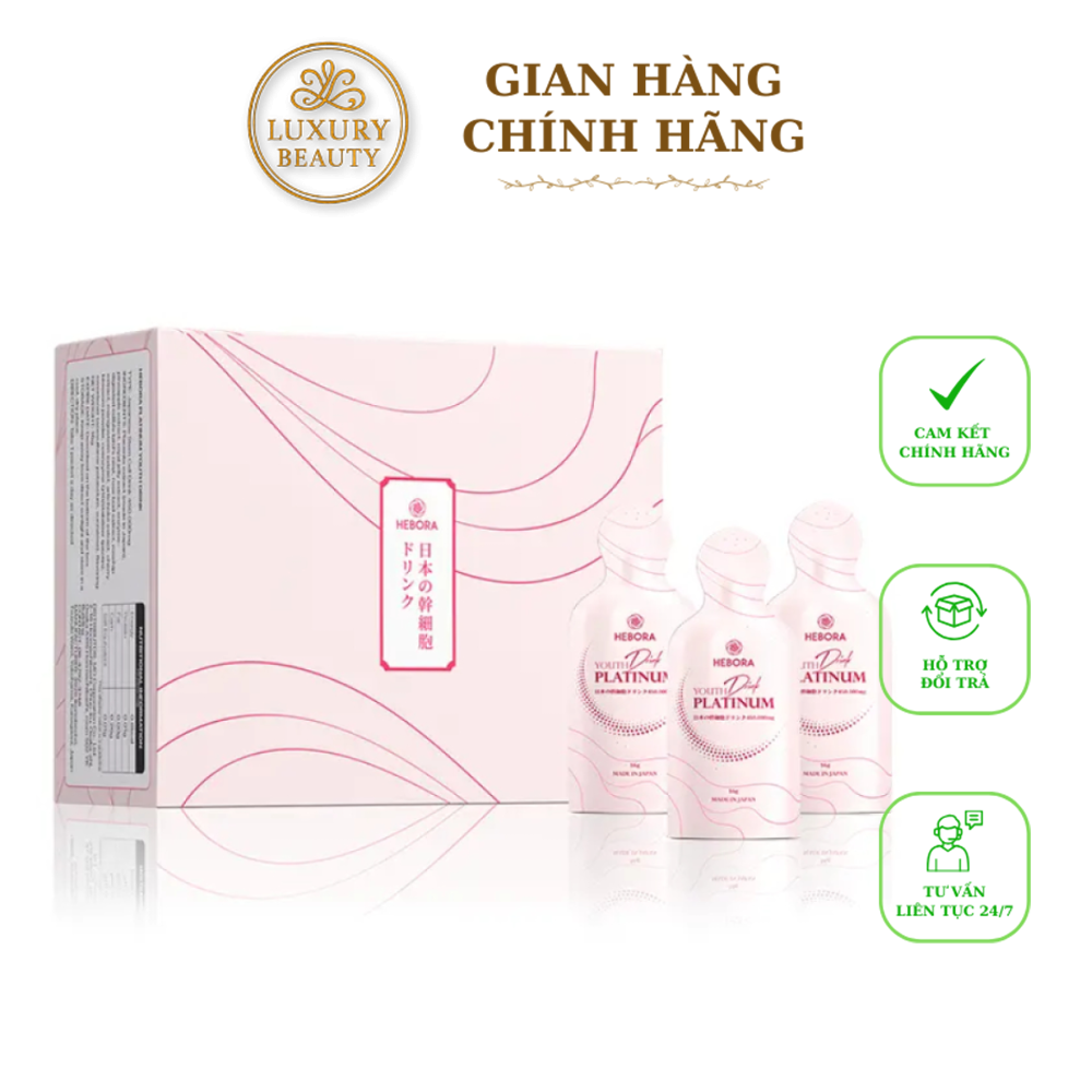 Nước Uống Hebora Youth Drink Platinum Hỗ Trợ Sức Khỏe - Sắc Đẹp Hộp 28 Túi Từ Nhật Bản