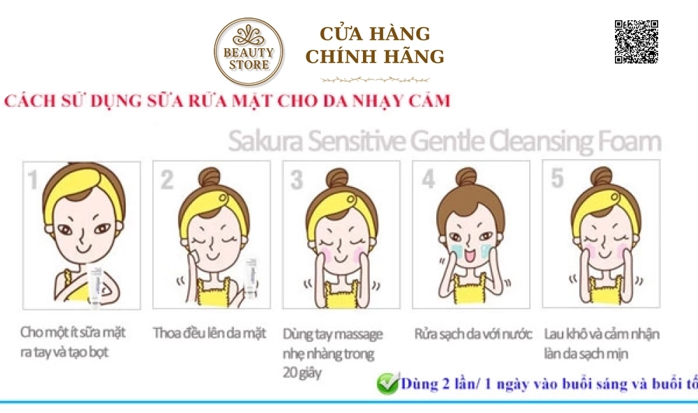 Sữa Rửa Mặt Dành Cho Da Nhạy Cảm Sakura Sensitive Gentel Cleasing Foam