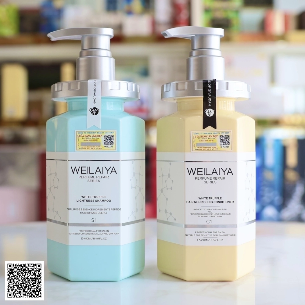 Bộ Gội Xả Weilaiya Phục Hồi Đa Tầng Chiết Xuất Trứng Cá Tầm Và Nấm Truffle Trắng Từ Trung Quốc 450ml x 450ml