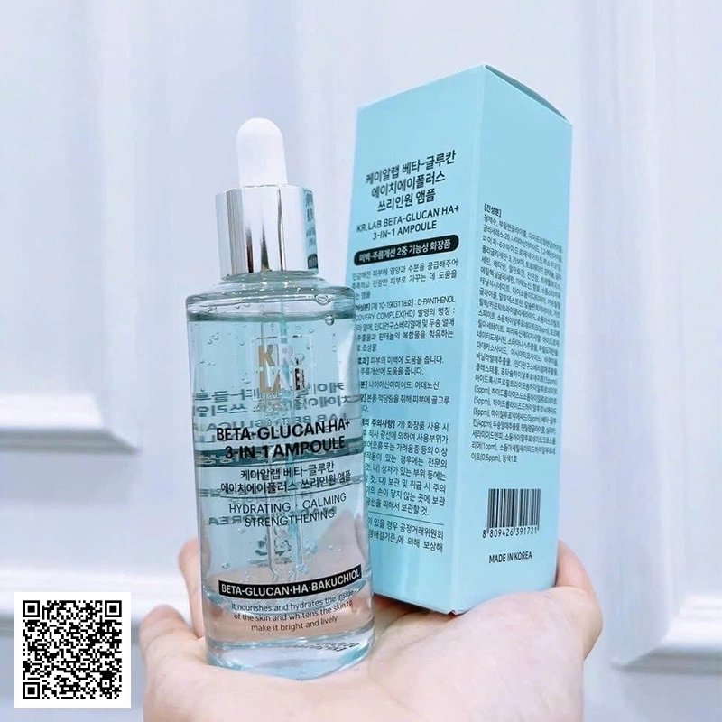 Serum dưỡng trắng phục hồi da Kr.Lab+ Beta-Glucan HA+ 3-In-1 Ampoule Từ Hàn Quốc