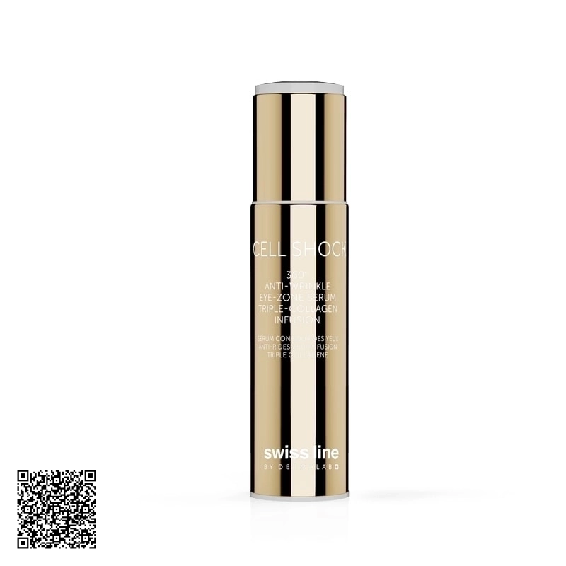 Tinh Chất Xoá Nhăn Vùng Mắt Swissline Cell Shock 360 Anti-Wrinkle Eye-Zone Serum Triple-Collagen Infusion Từ Thuỵ Sĩ 5ml
