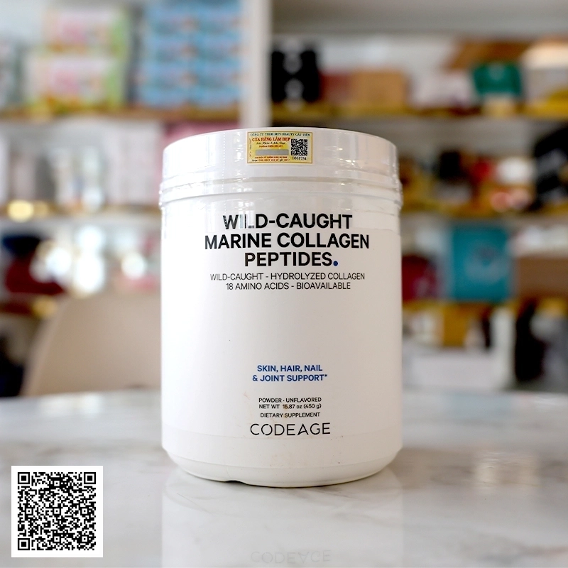 Codeage Wild-Caught Marine Collagen Peptides Collagen Bột Đẹp Da 450g Hoa Kỳ